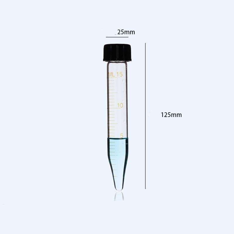 Centrifuge glass tubes with conical bottom and screw cap, capacity 5 to 50 ml, 10 pcs/pack