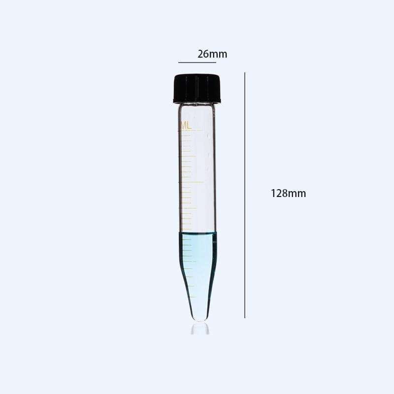 Centrifuge glass tubes with conical bottom and screw cap, capacity 5 to 50 ml, 10 pcs/pack