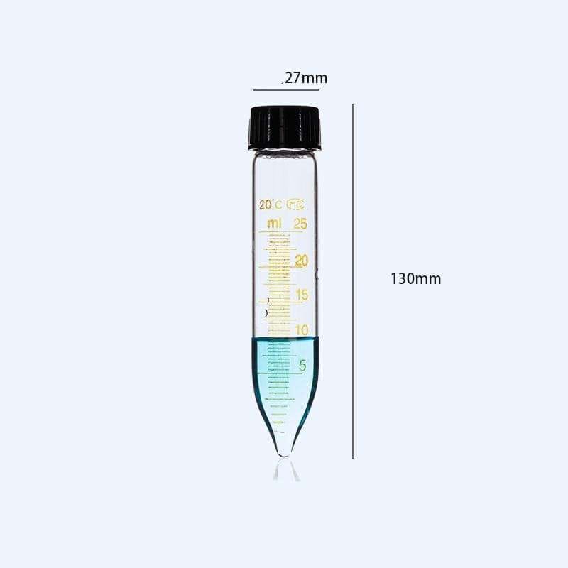 Centrifuge glass tubes with conical bottom and screw cap, capacity 5 to 50 ml, 10 pcs/pack