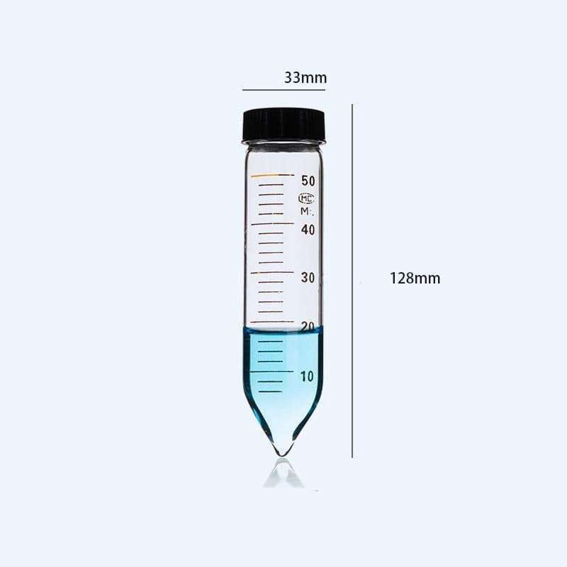 Centrifuge glass tubes with conical bottom and screw cap, capacity 5 to 50 ml, 10 pcs/pack