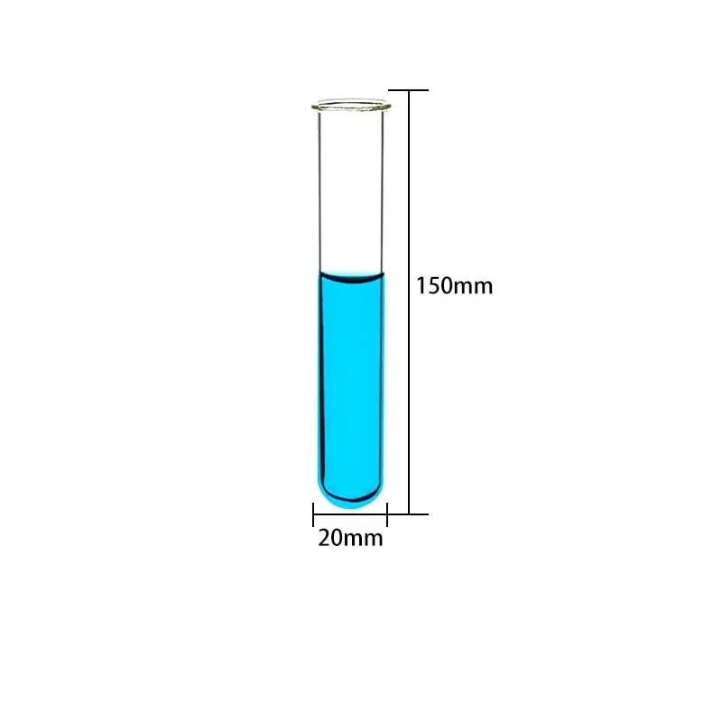 Clear Glass Test Tubes with Beaded Rim, No Graduation, 10 Pcs/Pack