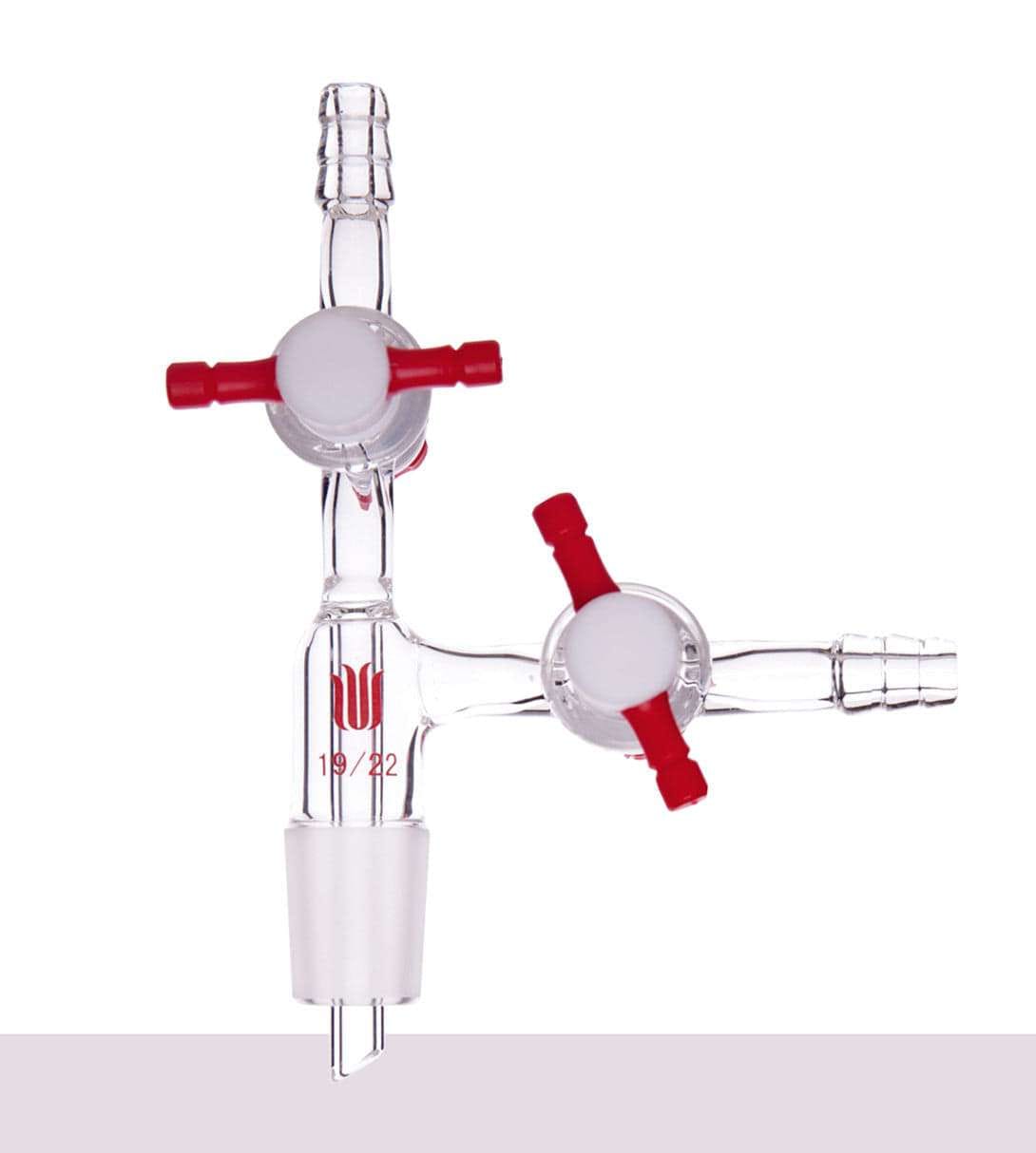 Connecting adapter with 2 PTFE stopcock and joint