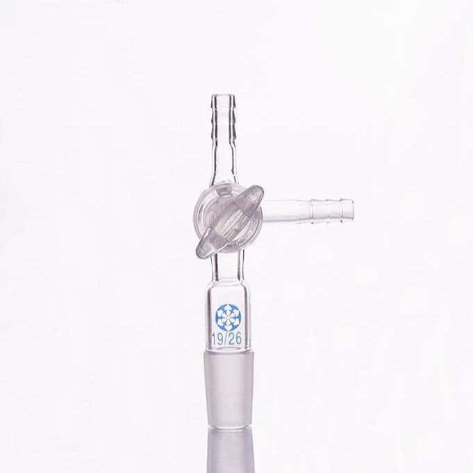 Connecting adapter with T-shaped hose connector and stopcock