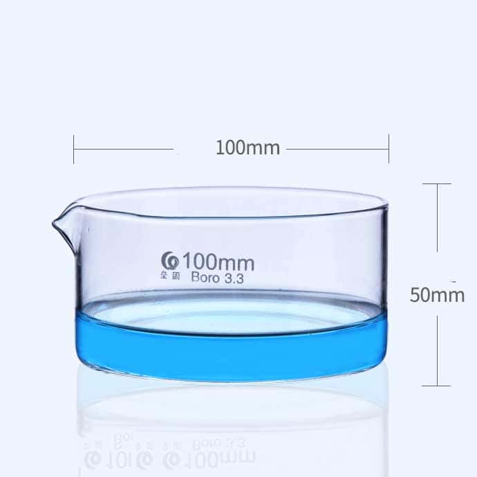 Crystallization dish with spout, clear glass, diameter 60 mm to 230 mm