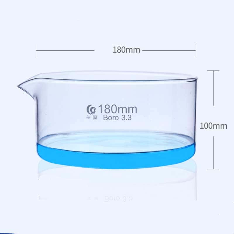 Crystallization dish with spout, clear glass, diameter 60 mm to 230 mm