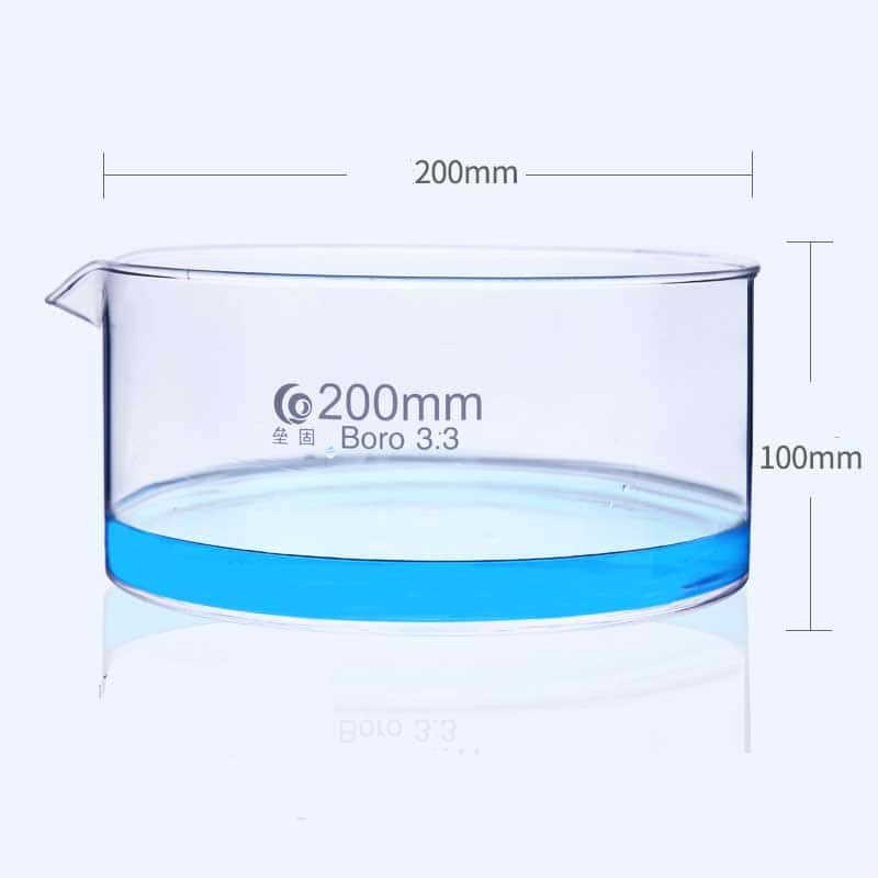 Crystallization dish with spout, clear glass, diameter 60 mm to 230 mm