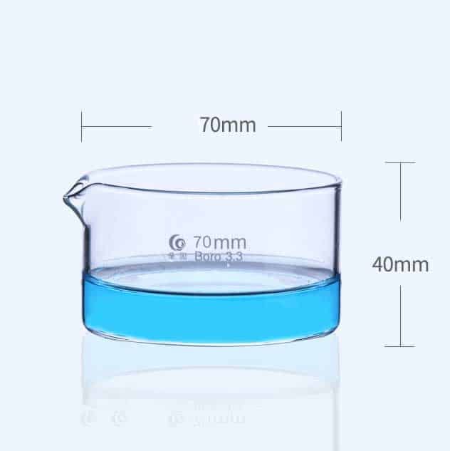 Crystallization dish with spout, clear glass, diameter 60 mm to 230 mm