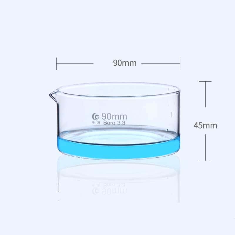 Crystallization dish with spout, clear glass, diameter 60 mm to 230 mm