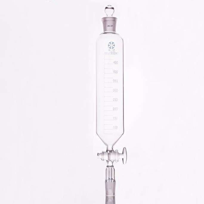 Cylindrical Separating Funnel with Stopcock and Stopper, 50 to 2,000 ml