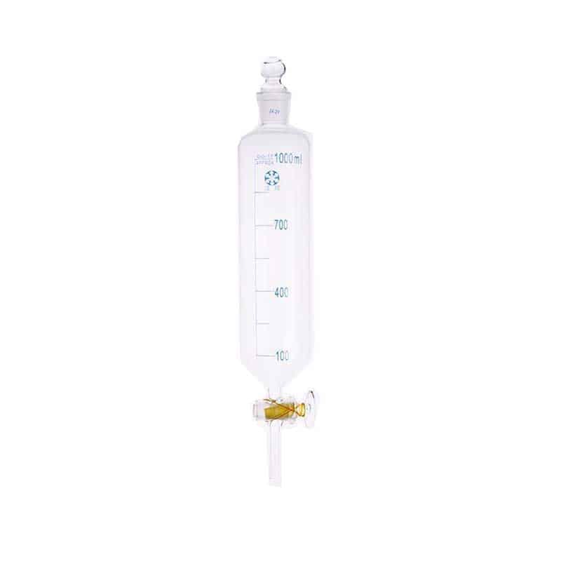 Cylindrical separating funnel with glass stopcock and stopper, graduated, 50 to 1.000 ml
