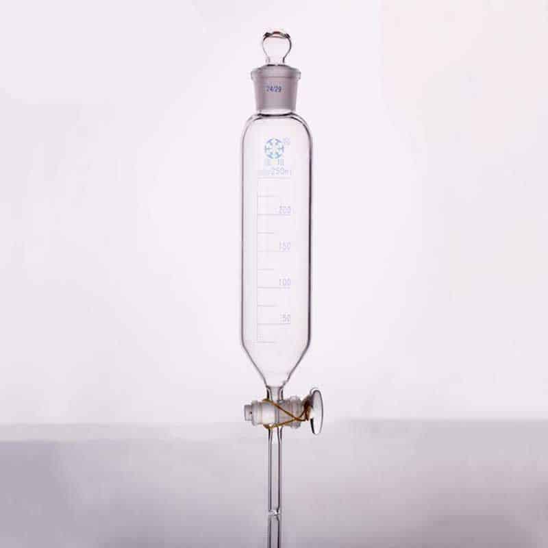 Cylindrical separating funnel with glass stopcock and stopper, graduated, 50 to 1.000 ml