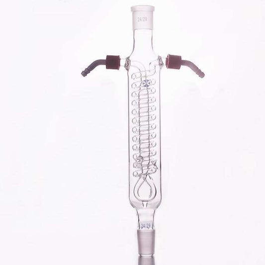 Dimroth condenser with joint and unscrewable plastic connectors, length 200 mm to 500 mm.