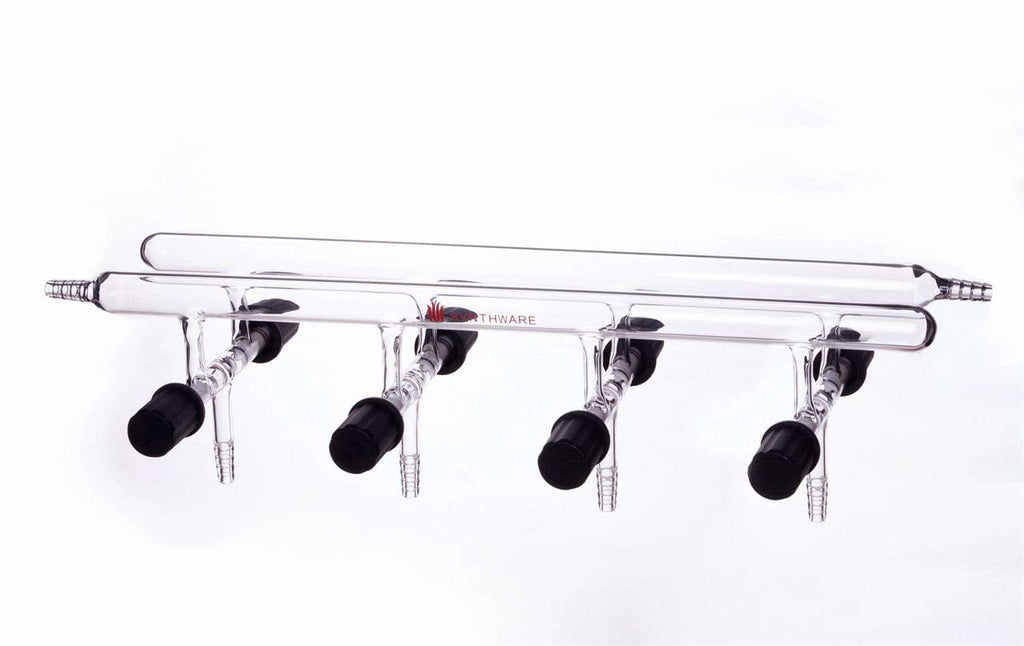 Schlenk Line with PTFE High-Vacuum Valves, Double Bank, 3-5 Ports