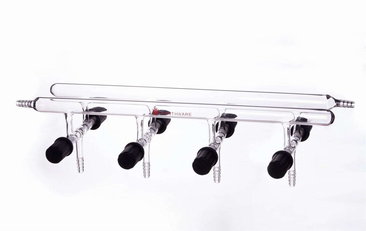 Schlenk Line with PTFE High-Vacuum Valves, Double Bank, 3-5 Ports