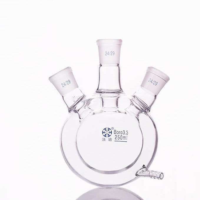 Double Jacketed Three-Neck Round Bottom Flask, 500–2000 ml, Borosilicate Glass 3.3