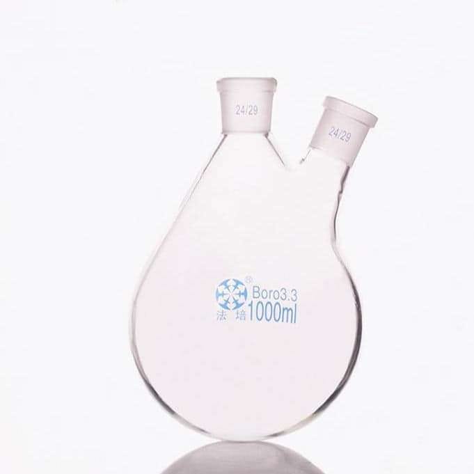 Double-necked evaporating flask, bevelled side necks, 25 to 3.000 ml