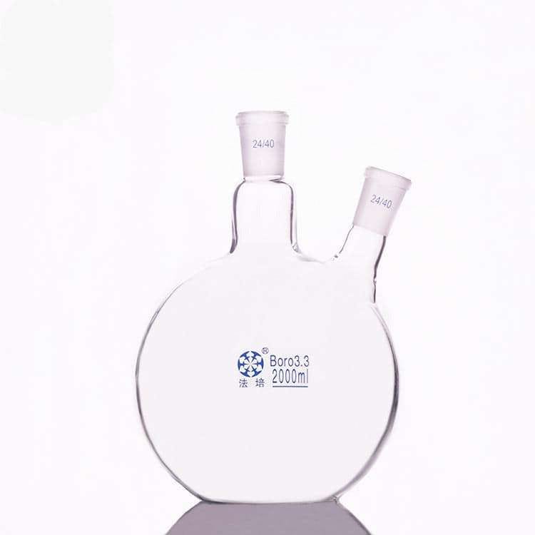 Double-necked flat-bottom flask, bevelled side necks, 250 ml to 5.000 ml