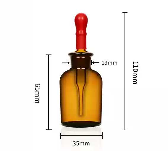 Dropper Bottle with Pipette, Brown Glass, 30 to 125 ml