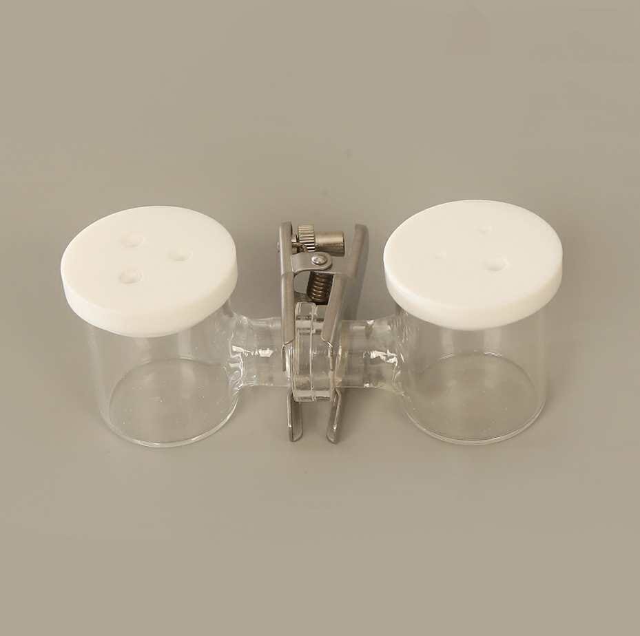 Dual chamber H-cell membrane electrochemical reactor, capacity 50 to 500 ml, Not Sealed