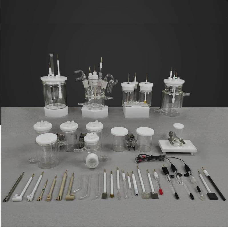Dual chamber H-cell membrane sealed electrochemical reactor, capacity 50 to 500 ml