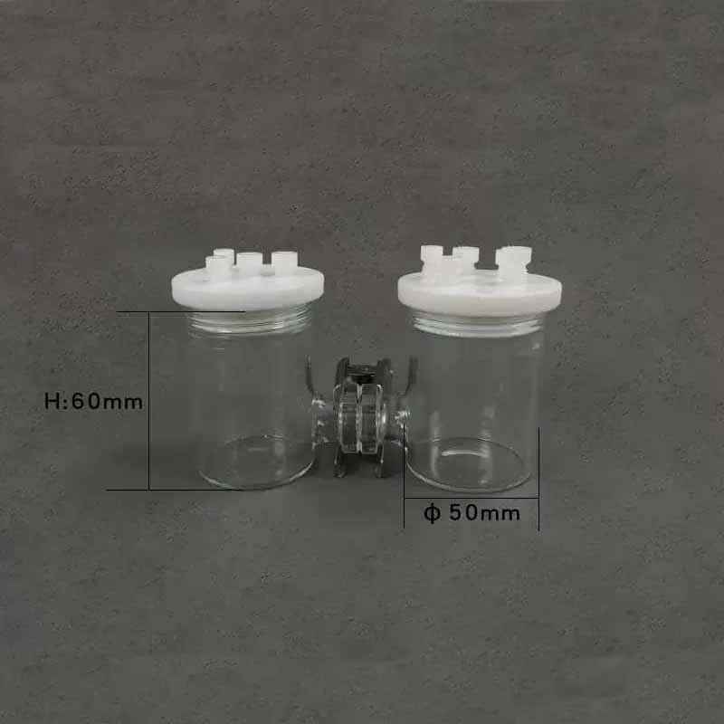 Dual chamber H-cell membrane sealed electrochemical reactor, capacity 50 to 500 ml