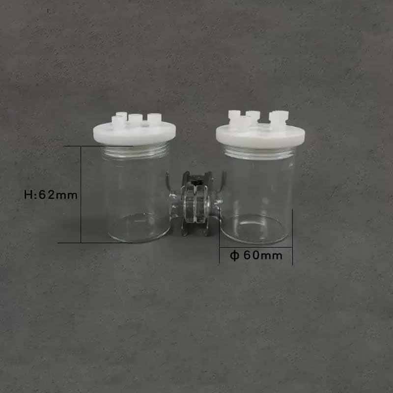 Dual chamber H-cell membrane sealed electrochemical reactor, capacity 50 to 500 ml