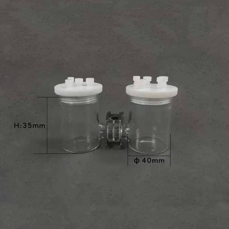 Dual chamber H-cell membrane sealed electrochemical reactor, capacity 50 to 500 ml