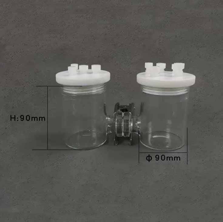 Dual chamber H-cell membrane sealed electrochemical reactor, capacity 50 to 500 ml