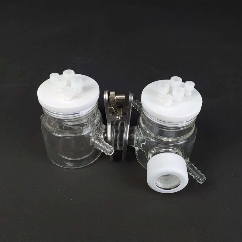 Dual Chamber H-Cell Membrane Sealed Photoelectrochemical Reactor with Water Jacket, 50 to 500 ml