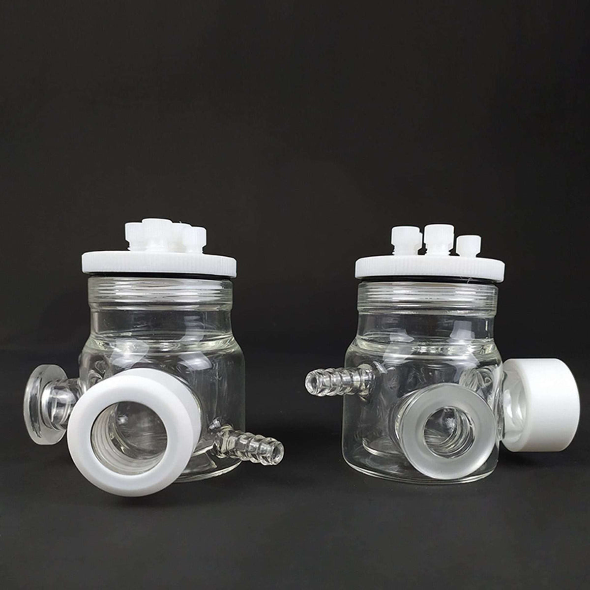 Dual Chamber H-Cell Membrane Sealed Photoelectrochemical Reactor with Water Jacket, 50 to 500 ml