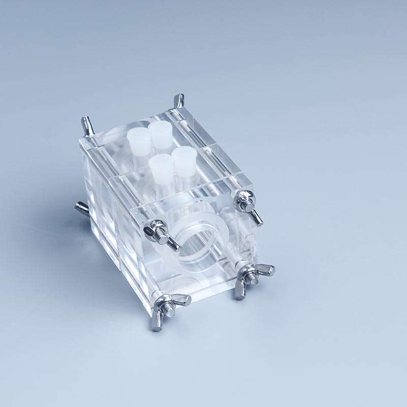 Dual chamber cube-shaped reactor for microbial fuel cell (MFC), capacity 4 x 14 ml each singel chamber