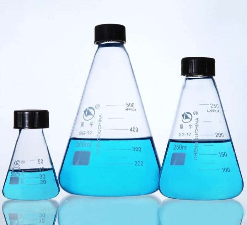 Erlenmeyer flask with screw closure, 50 ml to 1.000 ml