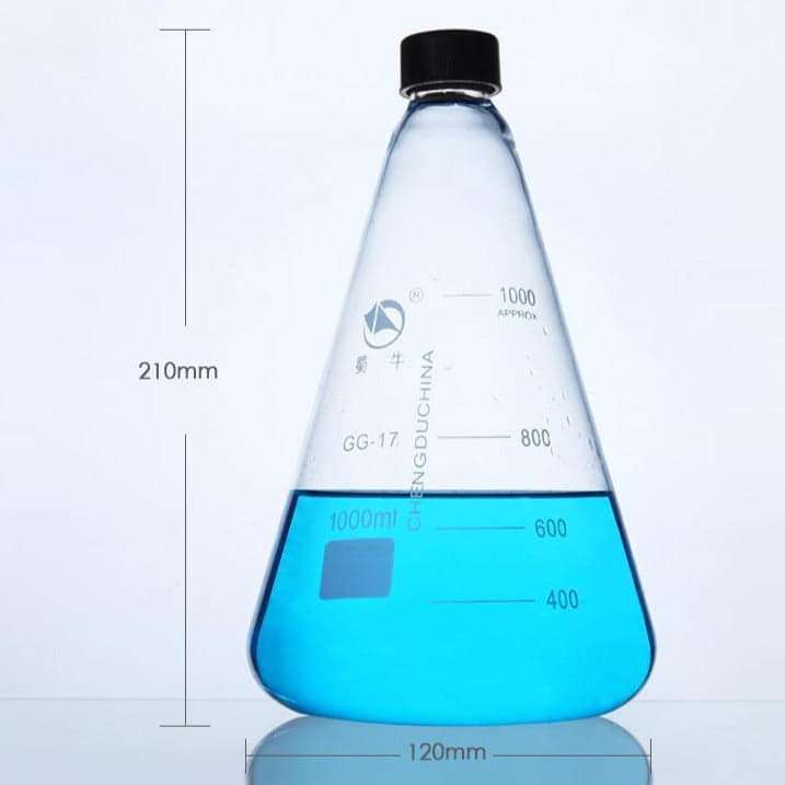 Erlenmeyer flask with screw closure, 50 ml to 1.000 ml