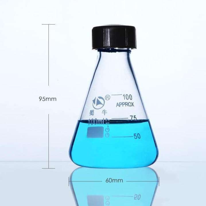Erlenmeyer flask with screw closure, 50 ml to 1.000 ml