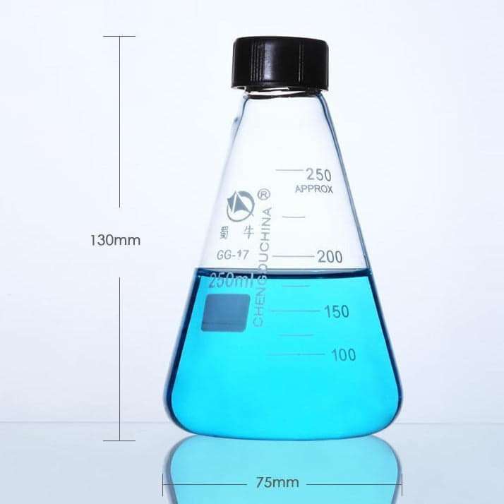Erlenmeyer flask with screw closure, 50 ml to 1.000 ml
