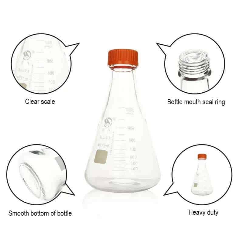 Erlenmeyer Flask with Screw Closure, Heavy Duty, 250 ml to 5,000 ml