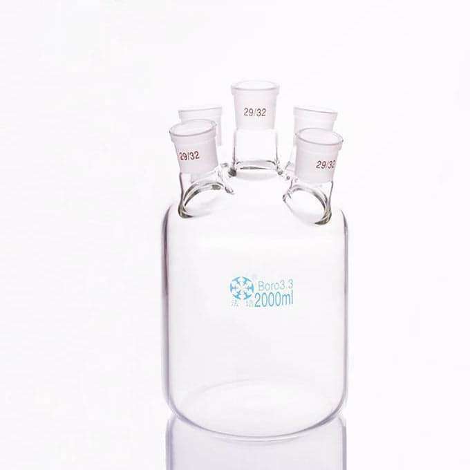 Five-necked cylindrical bottle, capacity 250 to 5.000 ml