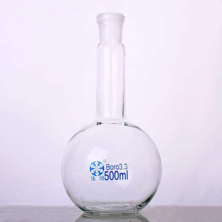 Flat bottom flask with joint and long neck, 50 to 3.000 ml