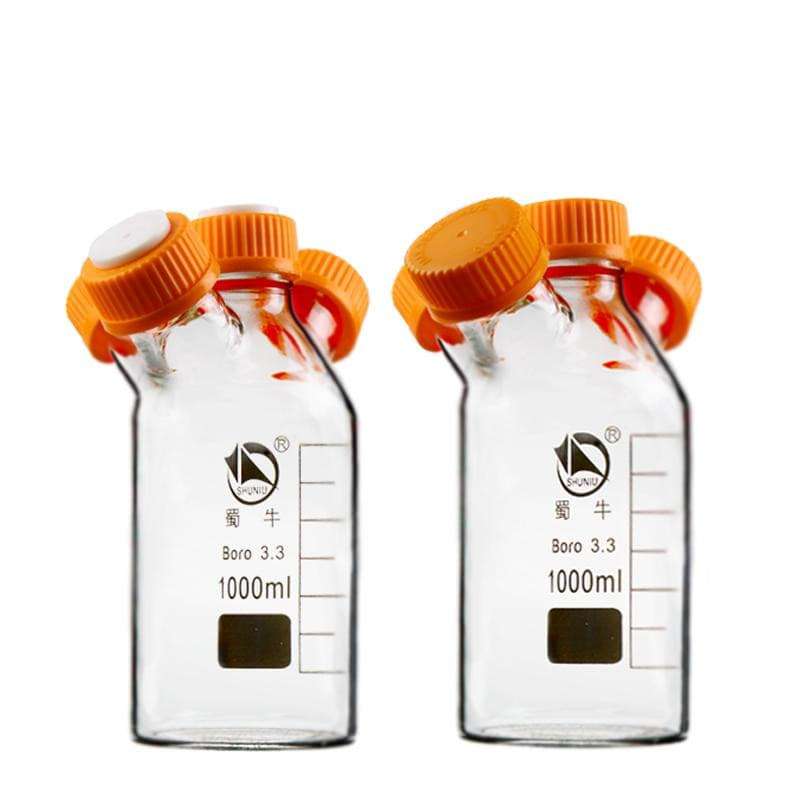 Four-Necked HPLC Bottle, Borosilicate Glass 3.3, GL45 Screw Cap, 250-20,000 ml