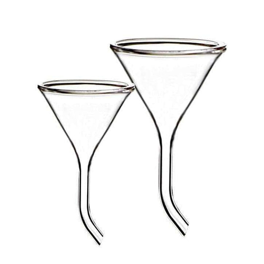 Funnel with bent stem, diameter 30 to 100 mm