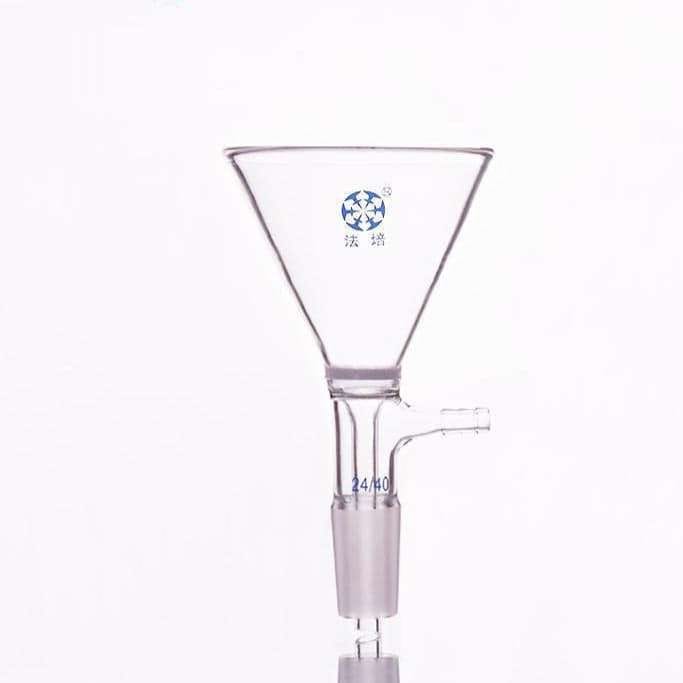 Funnel with frit, joint and hose connector, diameter 50 mm to 150 mm