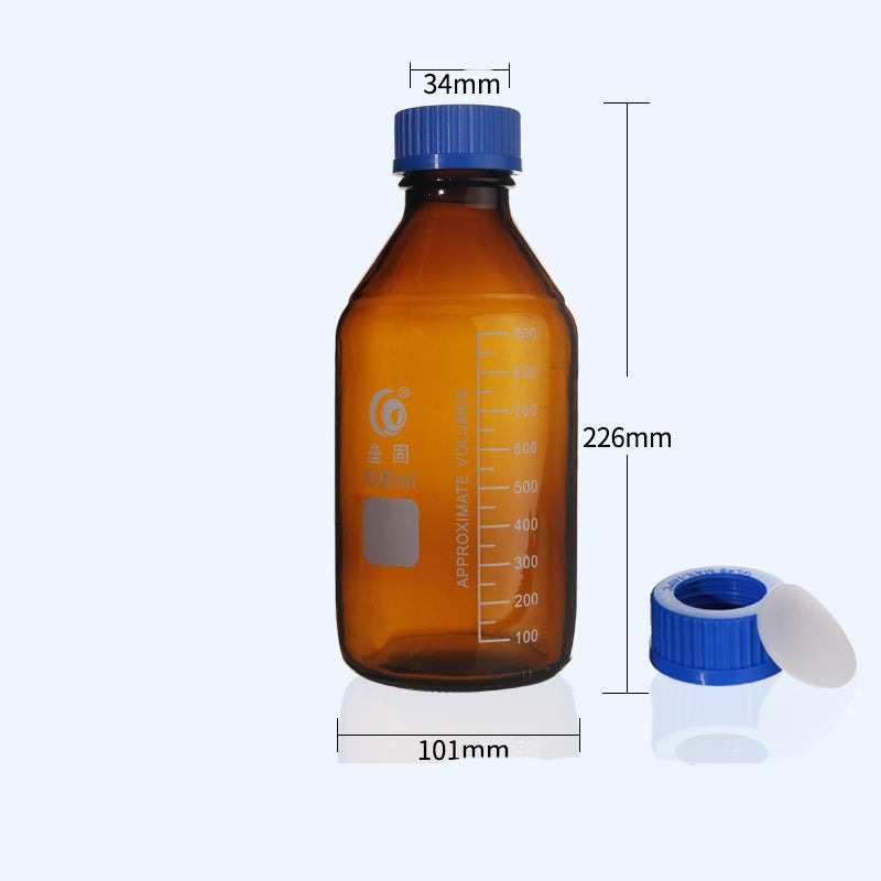GL45 Screw top bottle, screw cap with hole and septum, brown glass, 100 ml to 1000 ml