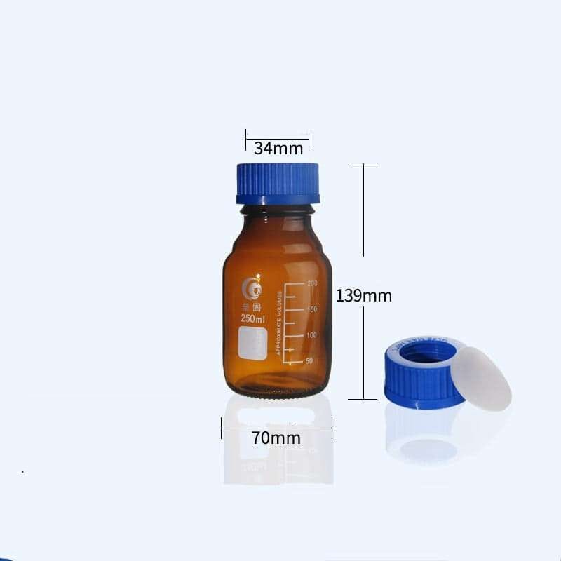 GL45 Screw top bottle, screw cap with hole and septum, brown glass, 100 ml to 1000 ml