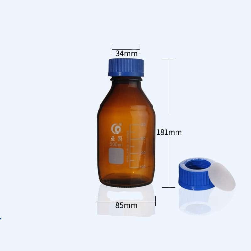 GL45 Screw top bottle, screw cap with hole and septum, brown glass, 100 ml to 1000 ml