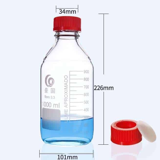 GL45 Screw top bottle, screw cap with hole and septum, clear glass, 100 ml to 2000 ml