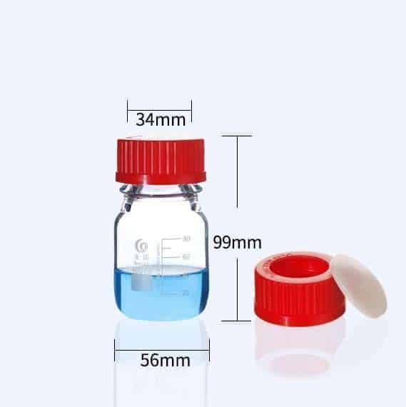 GL45 Screw top bottle, screw cap with hole and septum, clear glass, 100 ml to 2000 ml