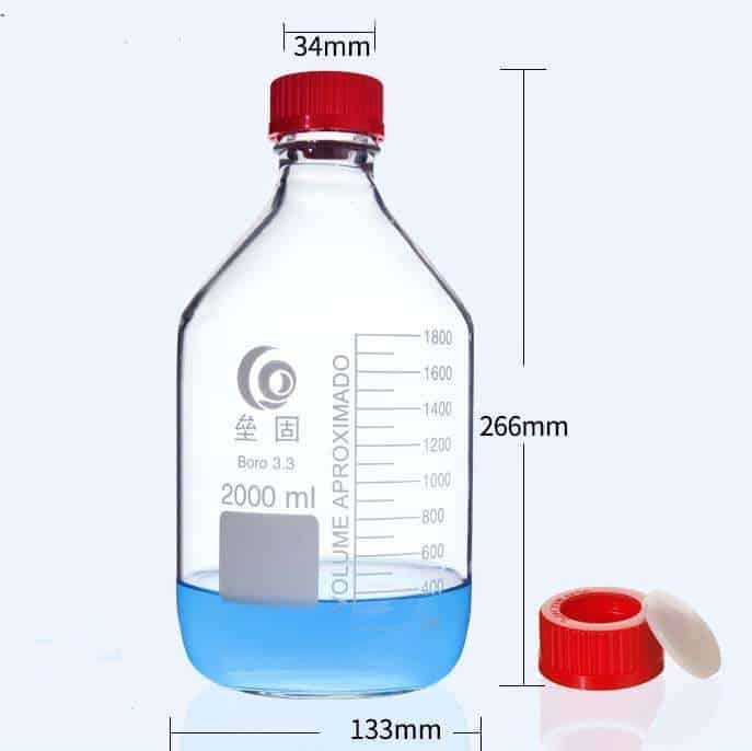 GL45 Screw top bottle, screw cap with hole and septum, clear glass, 100 ml to 2000 ml