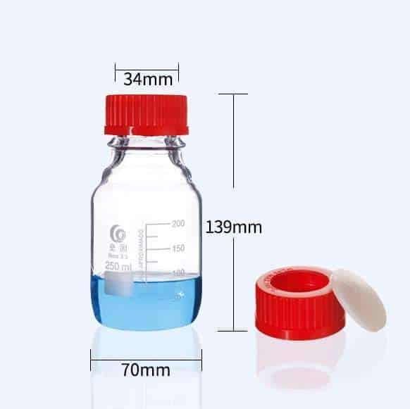 GL45 Screw top bottle, screw cap with hole and septum, clear glass, 100 ml to 2000 ml