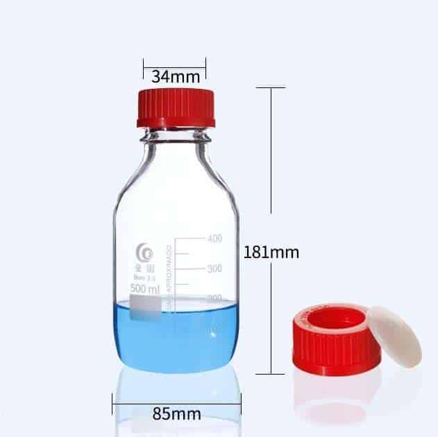 GL45 Screw top bottle, screw cap with hole and septum, clear glass, 100 ml to 2000 ml