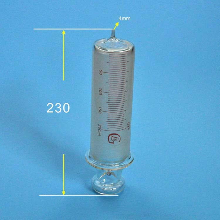 Glass Syringe with Scale, 150 ml to 1000 ml, OD 4mm Tip, Non-Medical Use
